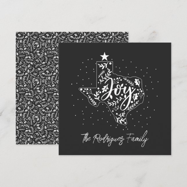 Dark Grey Joy Holiday Leaves Texas Shape (Front/Back)