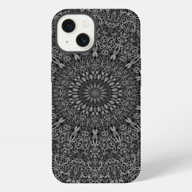 Dark Grey Jungle Mandala iPhone Case (Back)
