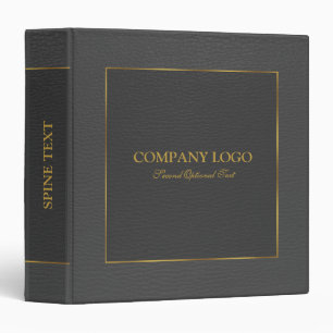 Dark Grey Leather Look Gold Border Customized Binder