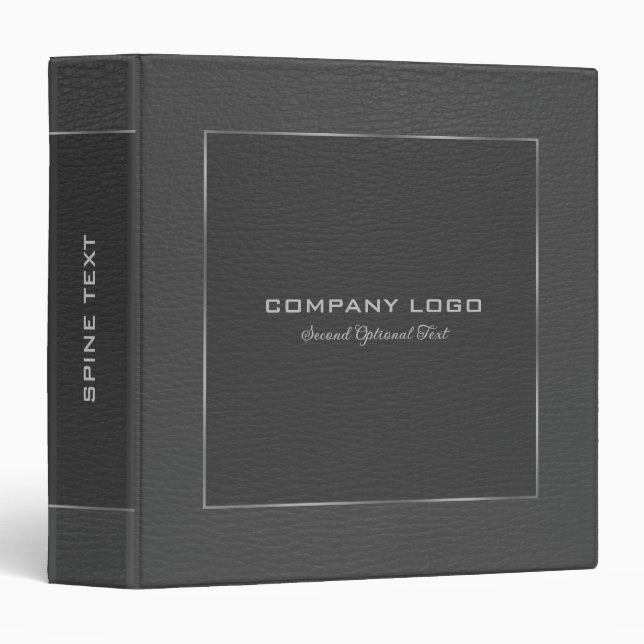 Dark Grey Leather Look Silver Border Customized  Binder (Front/Spine)