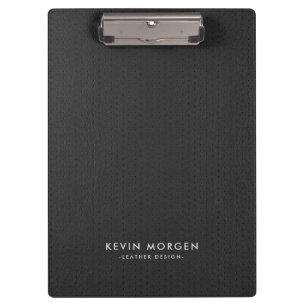 Dark-Grey Leather Monogram Clipboard