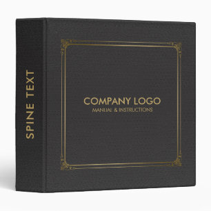 Dark-Grey Leather With Gold Frame Accent Binder