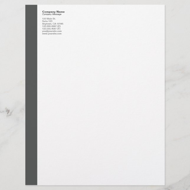 Dark Grey Left Sidebar Letterhead (Front)