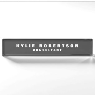 Dark Grey Legible Professional Trendy Modern Nameplate