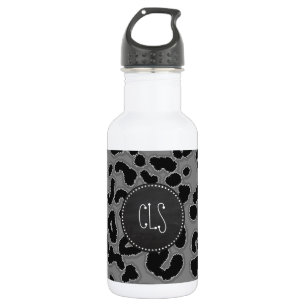 Dark Grey Leopard Animal Print; Chalkboard look 532 Ml Water Bottle