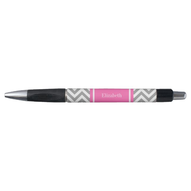 Dark Grey Lg Chevron Hot Pink #2 Name Monogram Pen (Front)