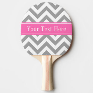 Dark Grey Lg Chevron Hot Pink #2 Name Monogram Ping Pong Paddle
