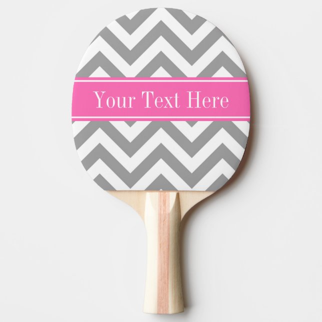 Dark Grey Lg Chevron Hot Pink #2 Name Monogram Ping Pong Paddle (Front)