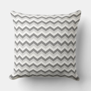 Dark Grey Light Grey White Chevron Throw Pillow