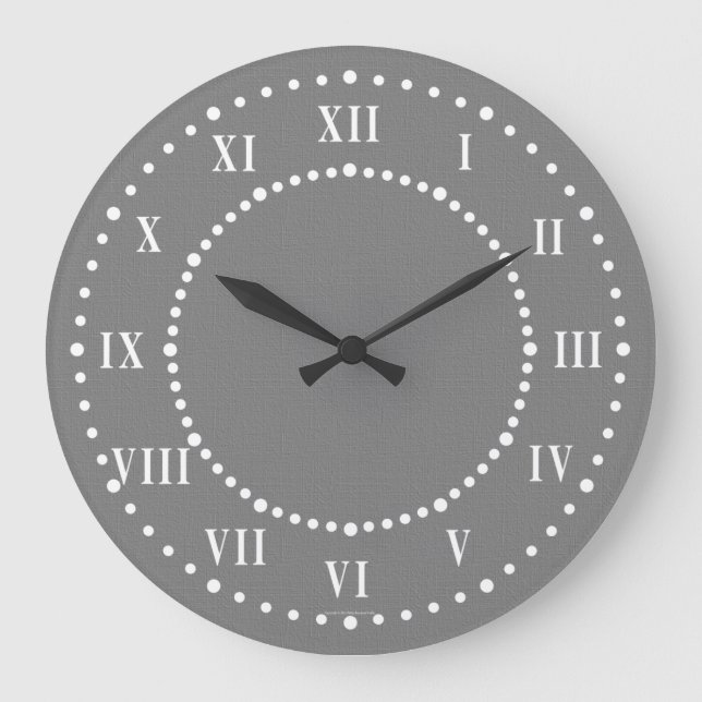 Dark Grey Linen Look Roman Numeral Wall Clock (Front)