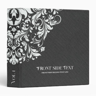 Dark Grey Linen Texture White floral lace Binder