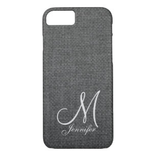 Dark Grey Linen White Monogram iPhone 8/7 Case
