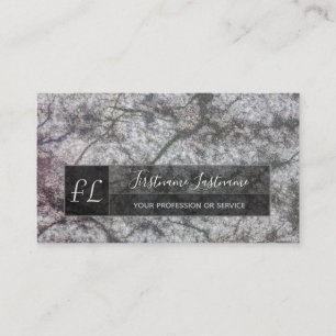 Dark grey marble flowing marble structure monogram business card