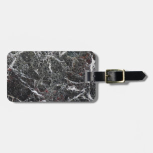 Dark Grey Marble Stone And Red Frame Luggage Tag