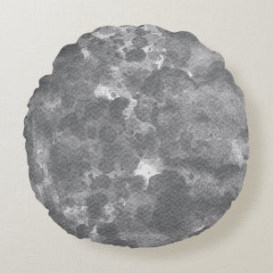 Dark Grey Marble Texture Pattern Round Pillow