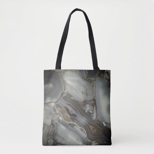 Dark Grey Marble with Gold Vein Tote Bag (Front)