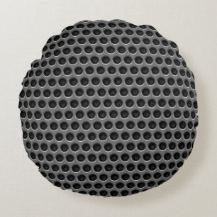 Dark Grey Metal Mesh Pattern Round Pillow