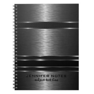 Dark Grey Metallic Brushed Aluminum Look Notebook