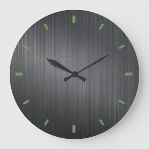 Dark Grey Metallic Design Brushed Aluminum Look Large Clock