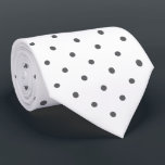 Dark Grey Mini Polka Dot Pattern on White Tie<br><div class="desc">Stylish dark grey mini polka dots form a classic geometric pattern on a white background.

To see the design on other items,  click the "Rocklawn Arts" link.

Digitally created image.
Copyright ©Claire E. Skinner. All rights reserved.</div>