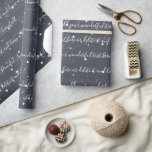 Dark Grey Minimalist Custom Script Text Snowfall Wrapping Paper<br><div class="desc">Cool Dark Grey  Minimalist Custom Script Text Snowfall Wrapping Paper</div>