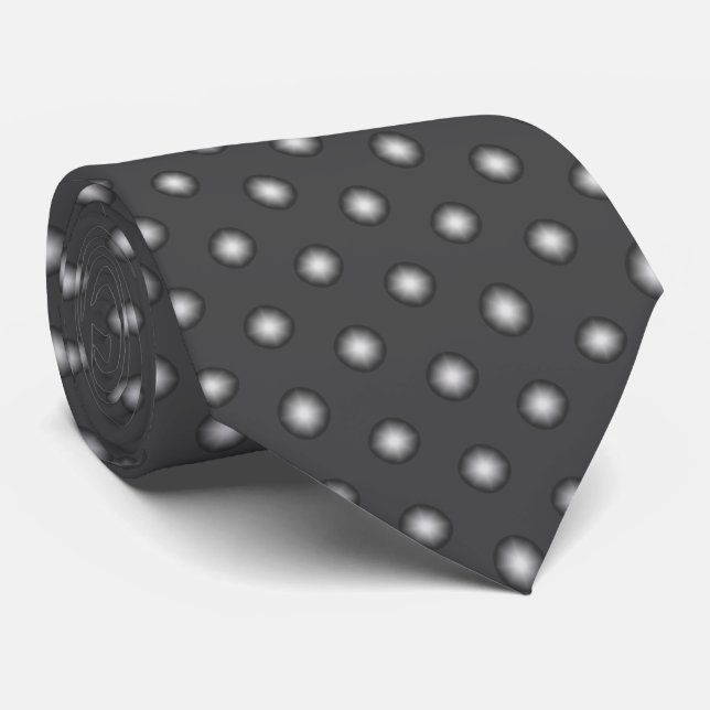 Dark Grey Modern Polka Dot Pattern Tie (Rolled)
