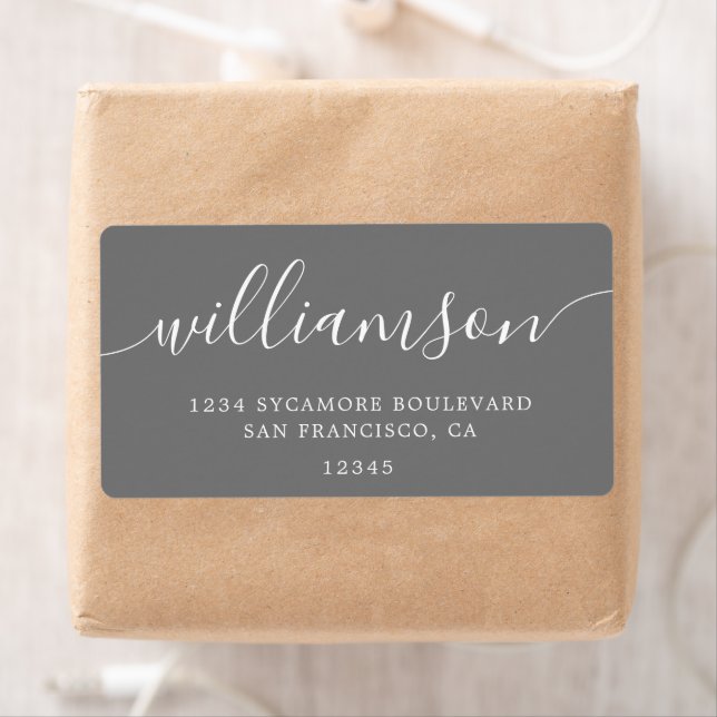 Dark Grey Modern Script Return Address (Insitu)