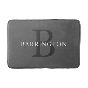 Dark Grey Monogram Bath Mat