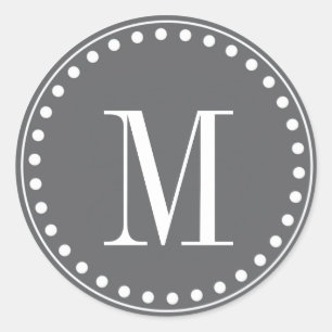 Dark Grey Monogram Circle Stickers