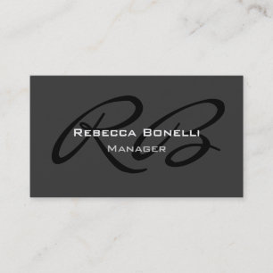 Dark Grey Monogram Manager Business Card