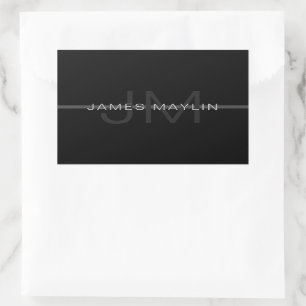 Dark Grey Monogram, Name & Geometric Stripe Sticker