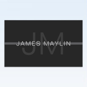 Dark Grey Monogram, Name & Geometric Stripe Sticker