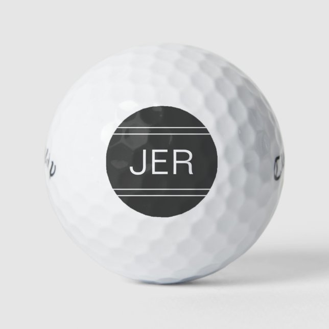 Dark Grey Monogrammed Initial Personalized Golfer Golf Balls (Front)