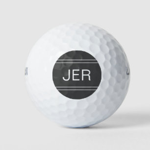 Dark Grey Monogrammed Initial Personalized Golfer Golf Balls