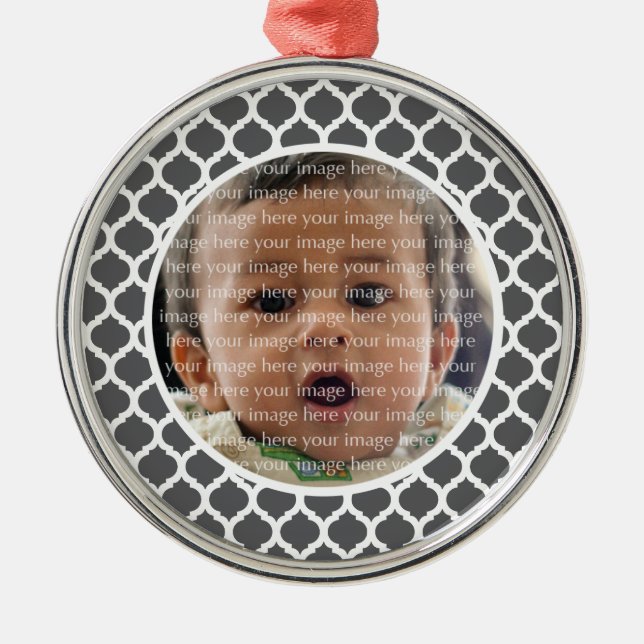 Dark Grey Moroccan Pattern Photo Ornament (Front)