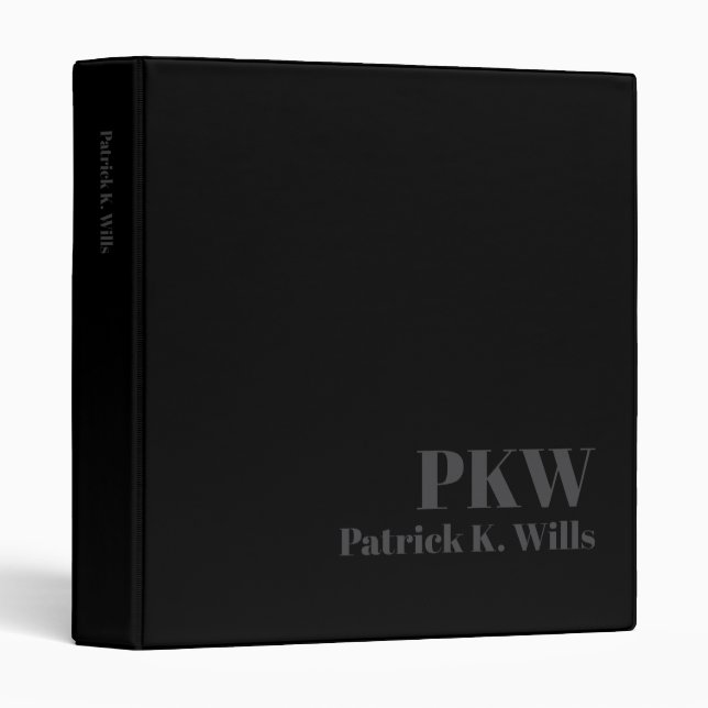 Dark Grey Name on Black Portfolio Binder (Front/Spine)