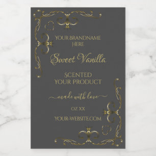 Dark Grey Ornamental Gold Corners Product Labels