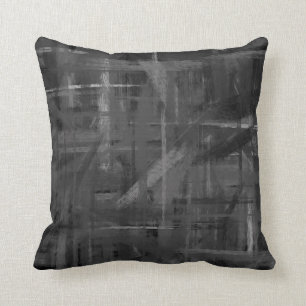 Dark Grey Painting Style Throw Pillow