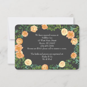 Dark Grey Peach Wedding Modern Floral Invitation