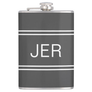 Dark Grey Personalized Monogram Initials Drink Hip Flask