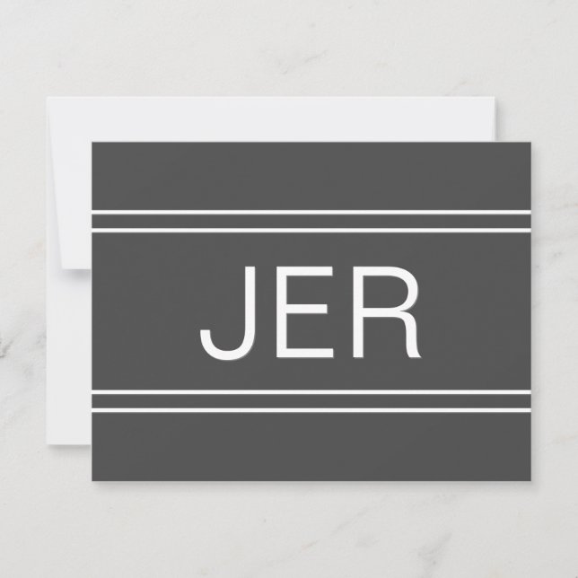 Dark Grey Personalized Monogram Name Initial Card (Front)