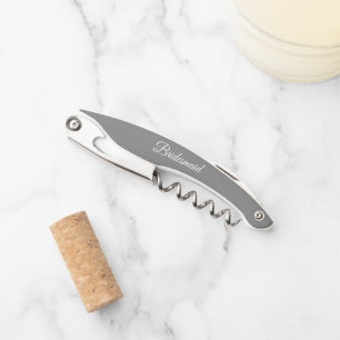 Dark Grey Personalized Wedding Bridesmaid Corkscrew