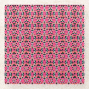 Dark Grey Pink Blue Funky Fun Deco Bar Table Glass Coaster