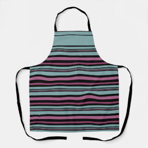 Dark grey pink striped pattern apron