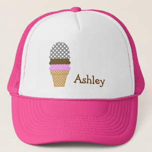 Dark Grey Polka Dots; Ice Cream Cone Trucker Hat