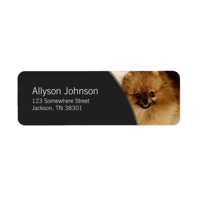 Dark Grey & Pomeranian Photo Address Labels (Front)