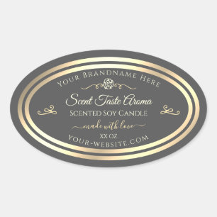 Dark Grey Product Label Gold Frame Vintage Rose