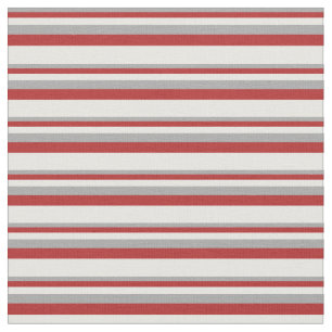 Dark Grey, Red, and White Stripes/Lines Pattern Fabric