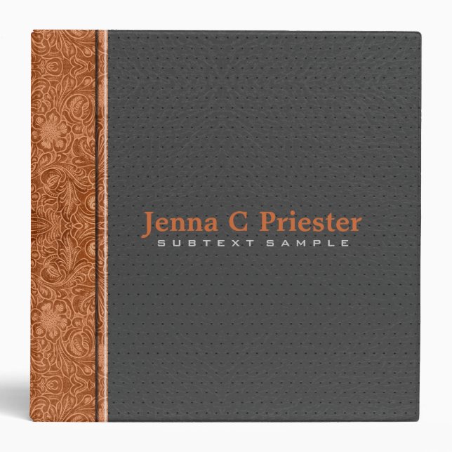 Dark Grey & Red Floral Faux Leather Binder (Front)