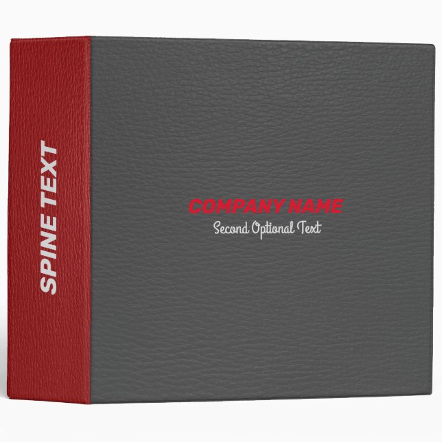 Dark Grey & Red Leather Look Binder (Front/Spine)